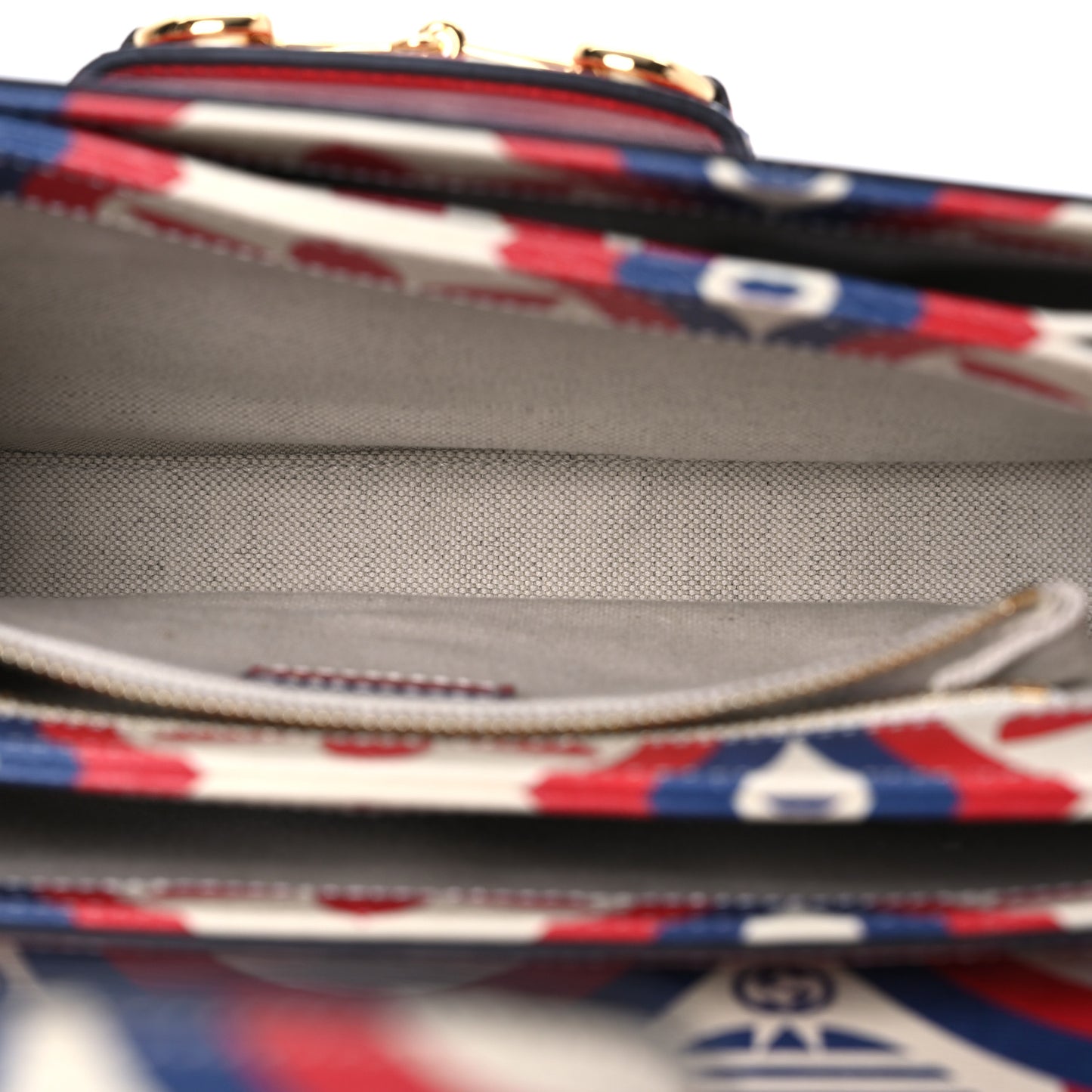 X ADIDAS Shangai Calfskin Web Trefoil Interlocking G Small Horsebit 1955 Shoulder Bag Red White Blue