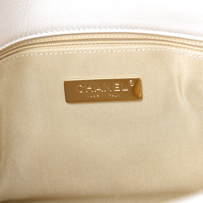 Chanel Goatskin Quilted Large 19 Flap White 5 of 8