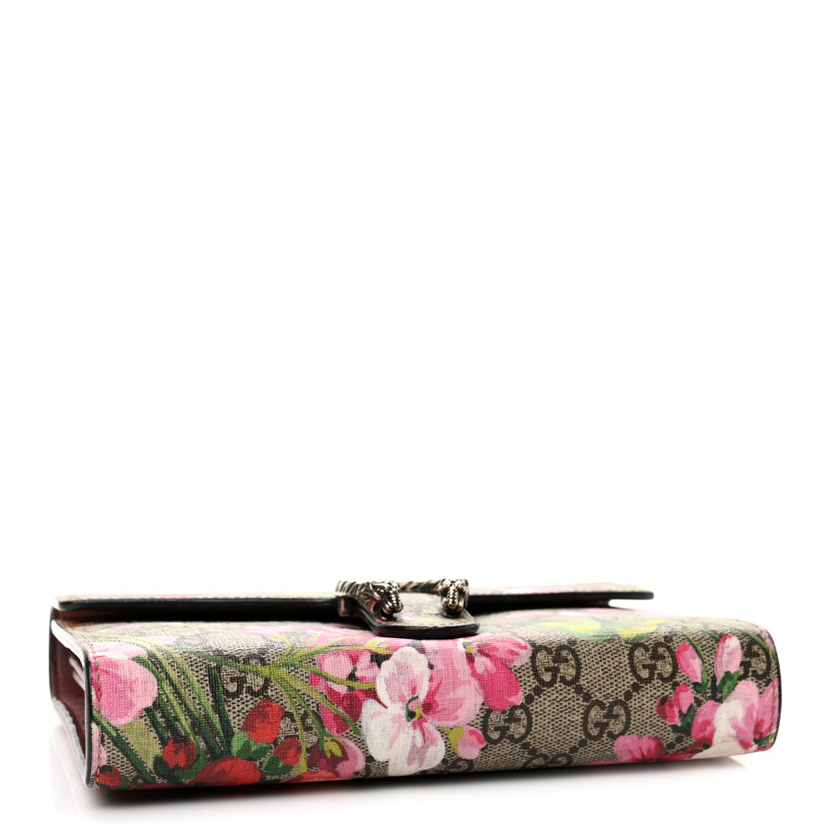 GG Supreme Monogram Blooms Mini Dionysus Chain Wallet Beige Multicolor Dry Rose