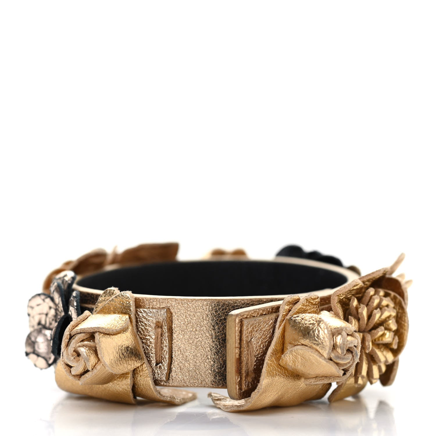 Chanel Metallic Calfskin Floral Bracelet 3 of 8