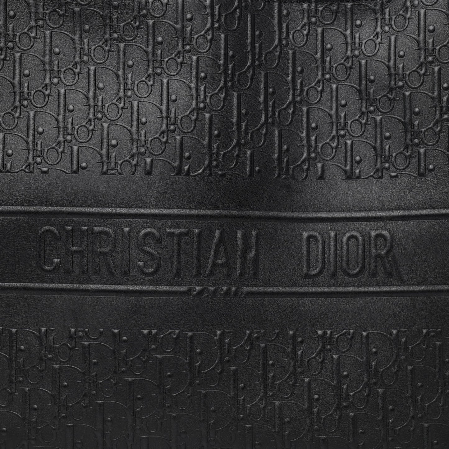 Oblique Calfskin Embossed Large Book Tote Black