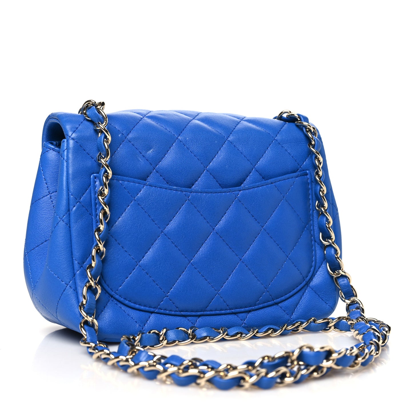 Lambskin Quilted Mini Square Flap Blue
