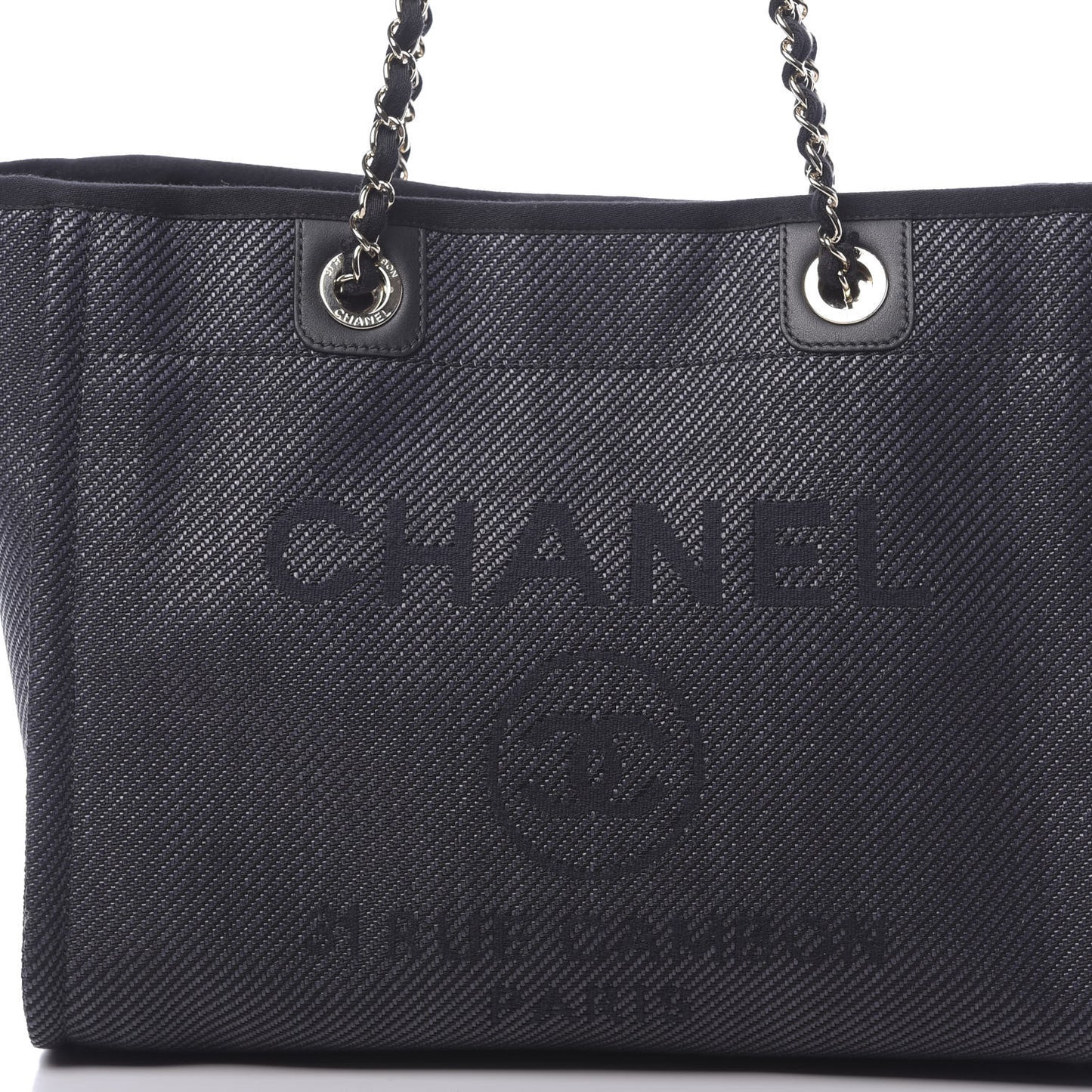 Mixed Fibers Calfskin Small Deauville Tote Black