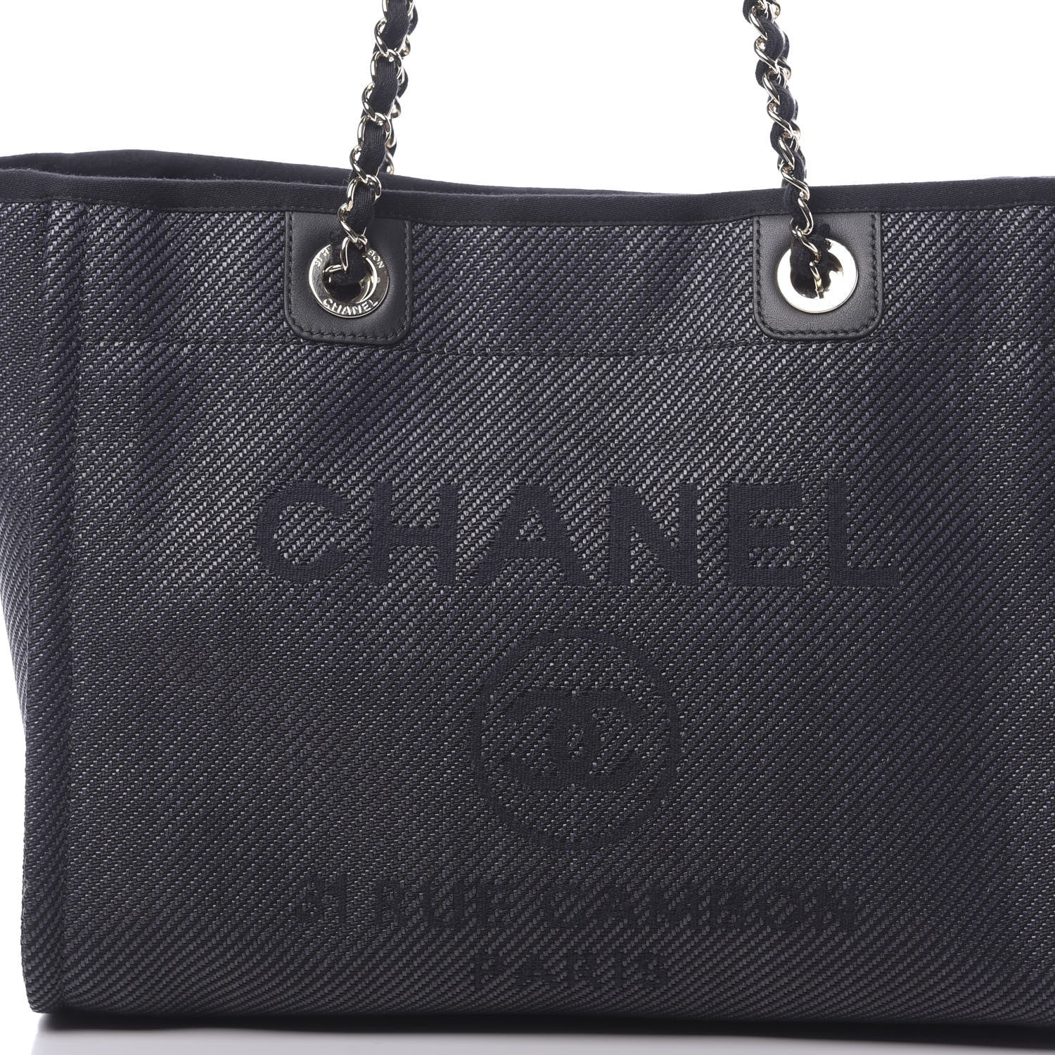 Chanel Mixed Fibers Calfskin Small Deauville Tote Black 10 of 11