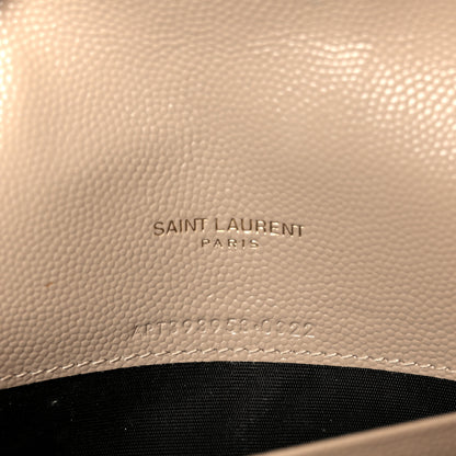 Saint Laurent Grain De Poudre Matelasse Chevron Monogram Envelope Chain Wallet Dark Beige 7 of 10