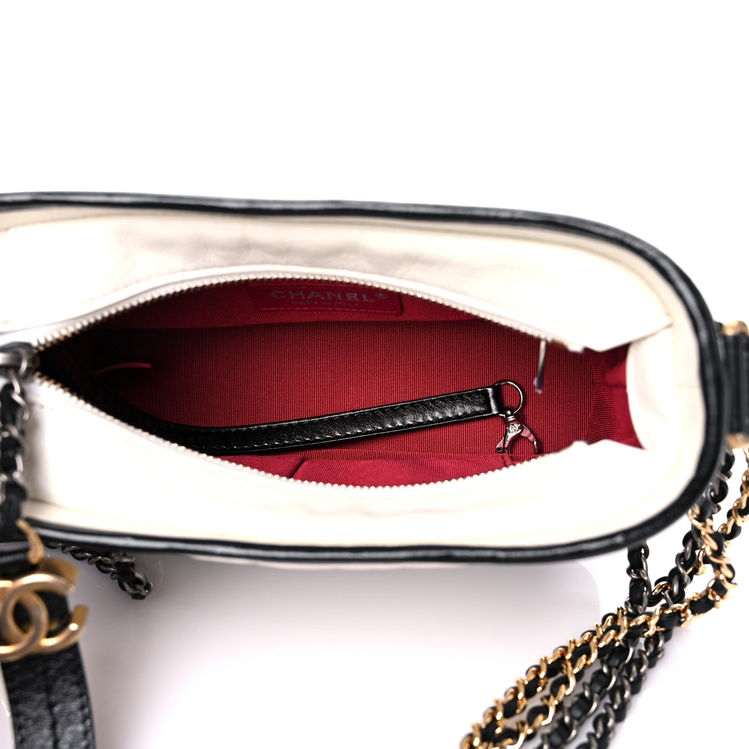 Chanel Aged Calfskin Quilted Small Gabrielle Hobo Black White 5 of 10