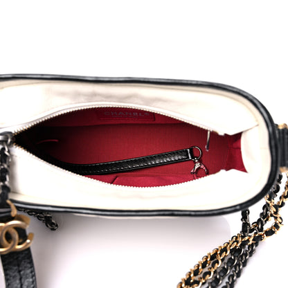 Chanel Aged Calfskin Quilted Small Gabrielle Hobo Black White 5 of 10