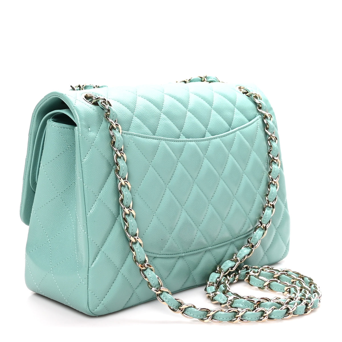 Chanel Caviar Quilted Jumbo Double Flap Light Green 3 of 10