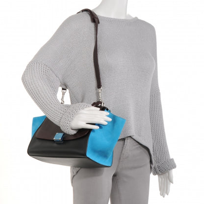 Celine Calfskin and Suede Small Tri-Color Trapeze Turquoise 2 of 8