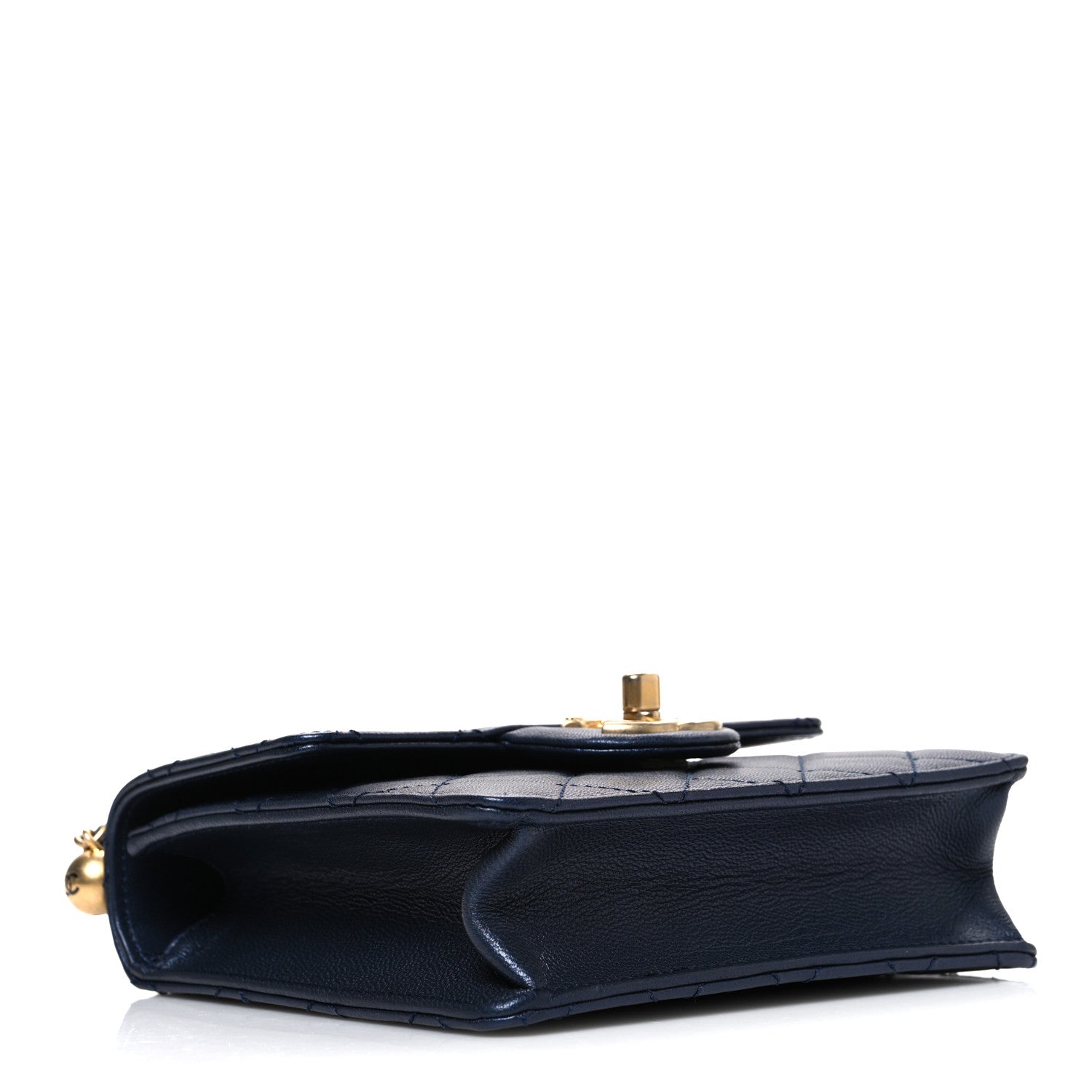 Chanel Iridescent Lambskin Quilted Chic Pearls Flap Navy Blue 4 of 10