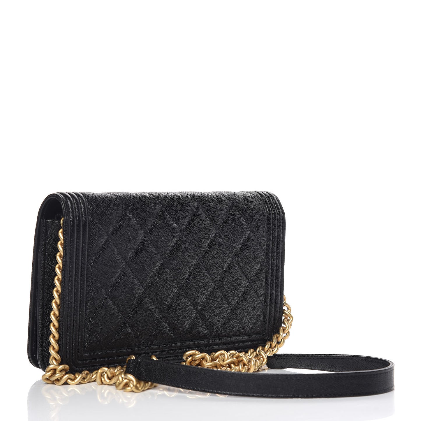 Caviar Quilted Boy Wallet On Chain WOC Black
