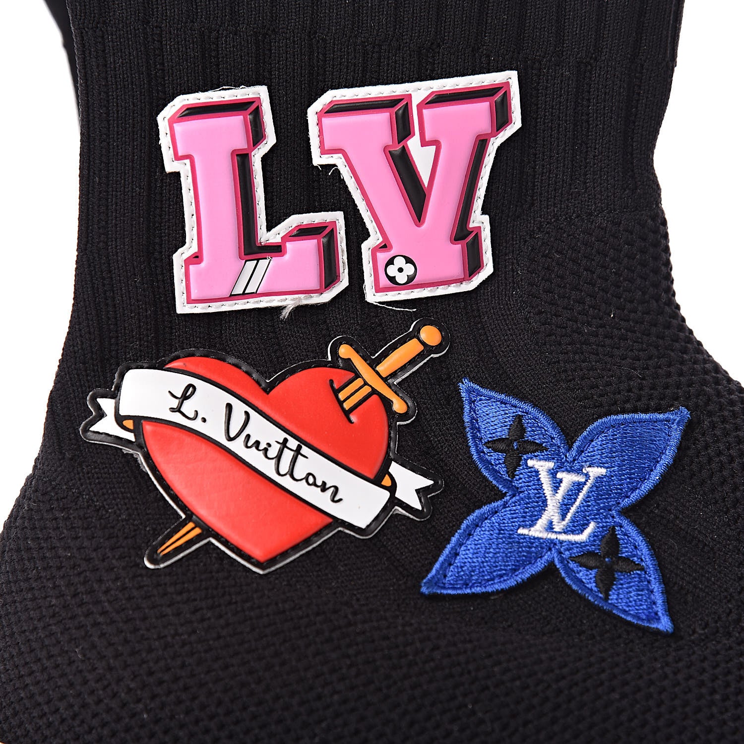 Louis Vuitton Stretch Fabric LV Black Heart Sock Sneaker 41 Black 9 of 10