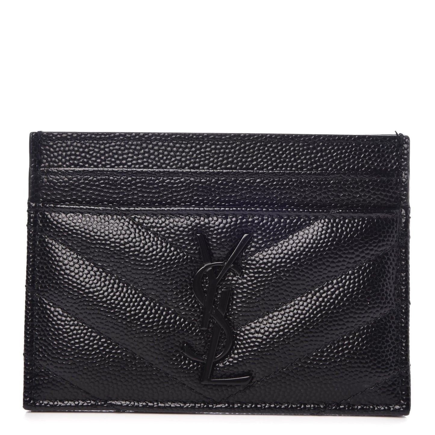 Grain De Poudre Matelasse Chevron Monogram Credit Card Case Black
