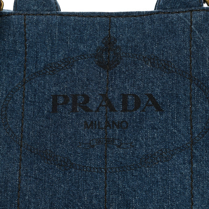 Prada Denim Small Logo Tote Bleu 10 of 14