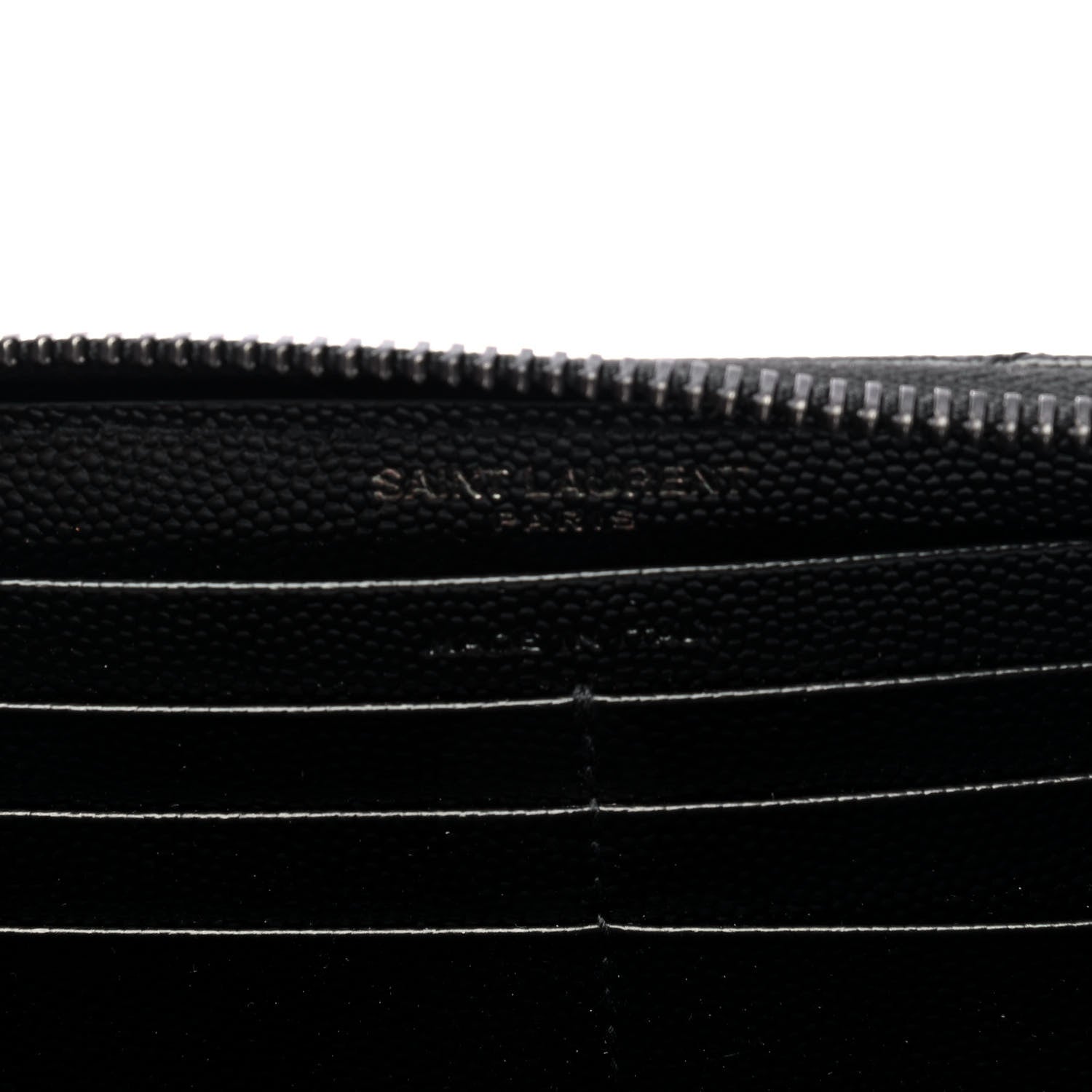 Saint Laurent Grain De Poudre Matelasse Chevron Monogram Monochrome Zip Around Wallet Black 4 of 4