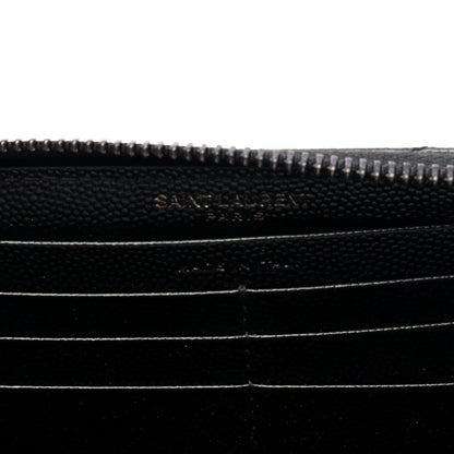 Saint Laurent Grain De Poudre Matelasse Chevron Monogram Zip Around Wallet Black 4 of 4