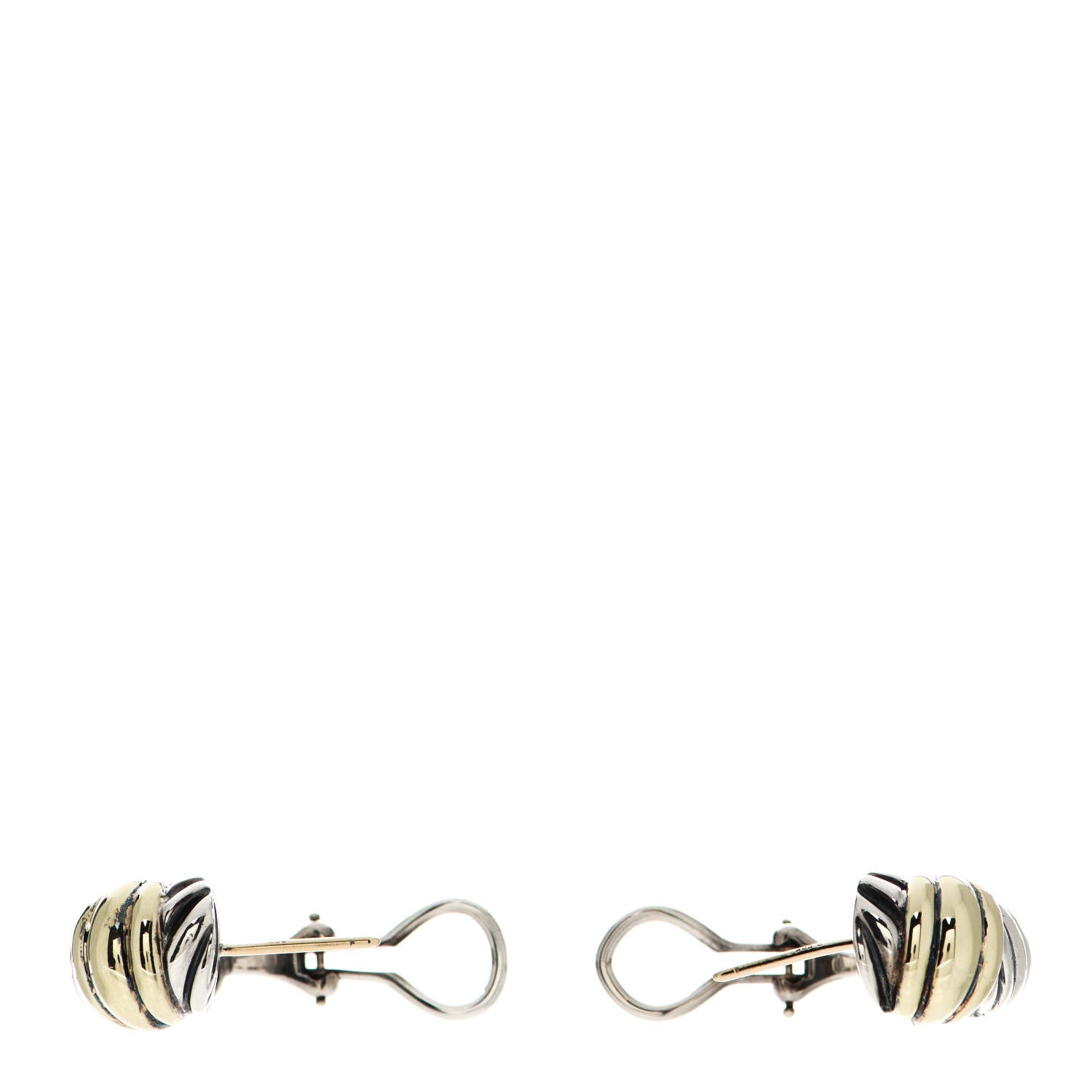 David Yurman Sterling Silver 14K Yellow Gold Thoroughbred Shrimp Earrings 4 of 5