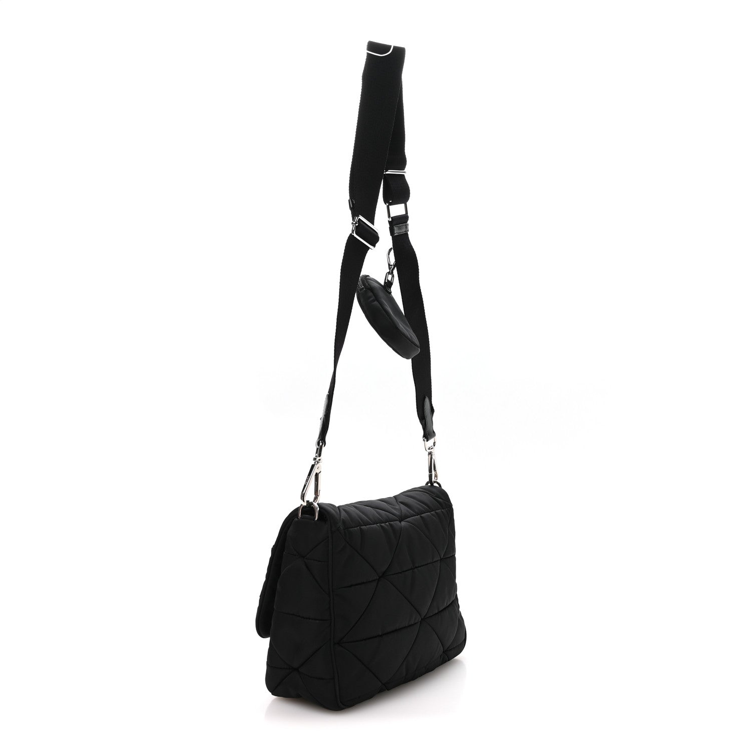 Prada Re-Nylon Quilted Padded Flap Shoulder Bag Black 3 of 11