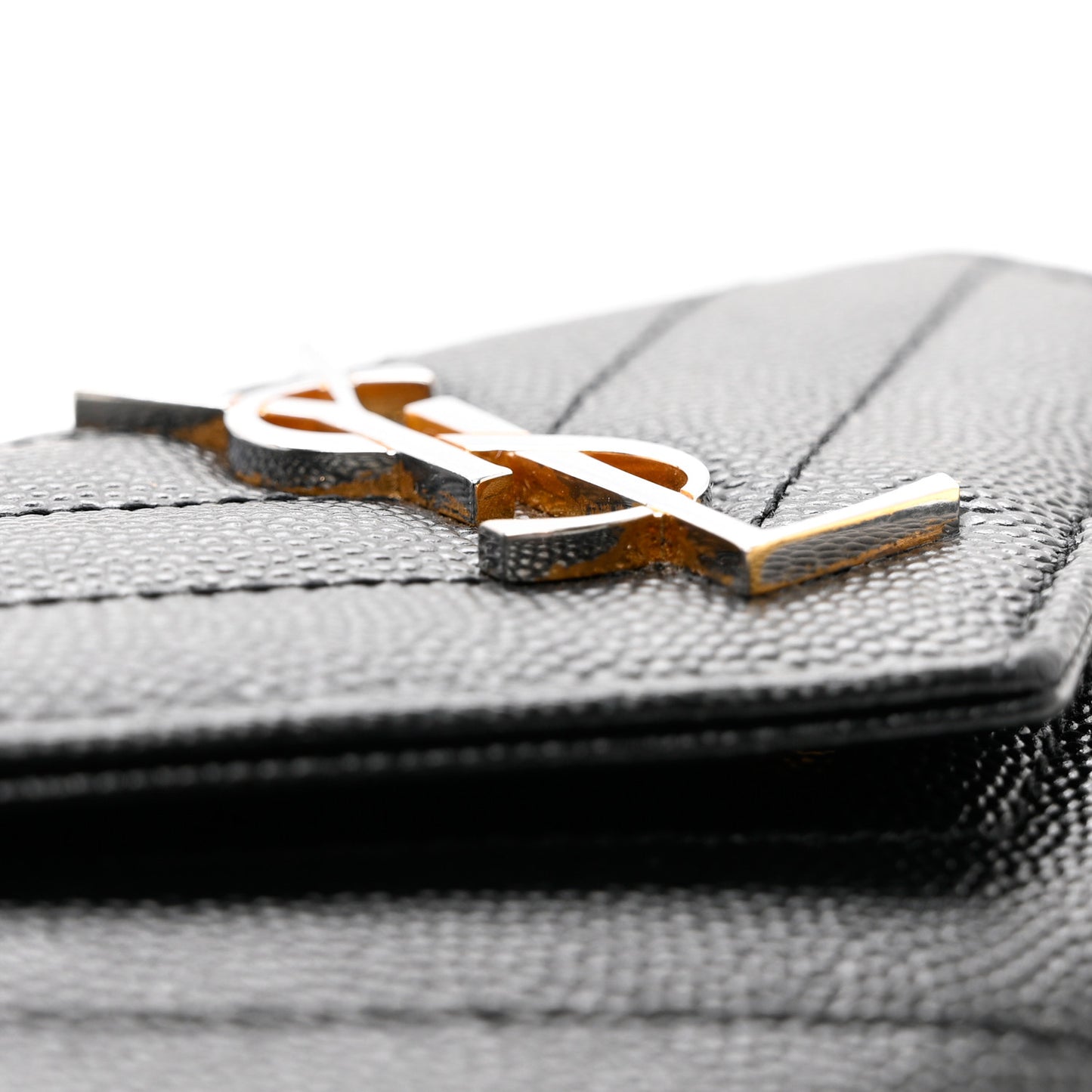 Grain De Poudre Matelasse Chevron Small Monogram Envelope Wallet Black