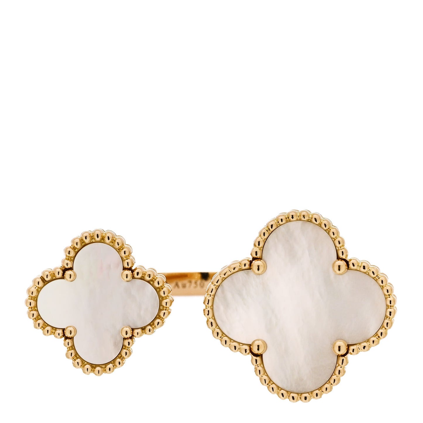 18K Yellow Gold Mother of Pearl Magic Alhambra Between the Finger Ring 61 9.5