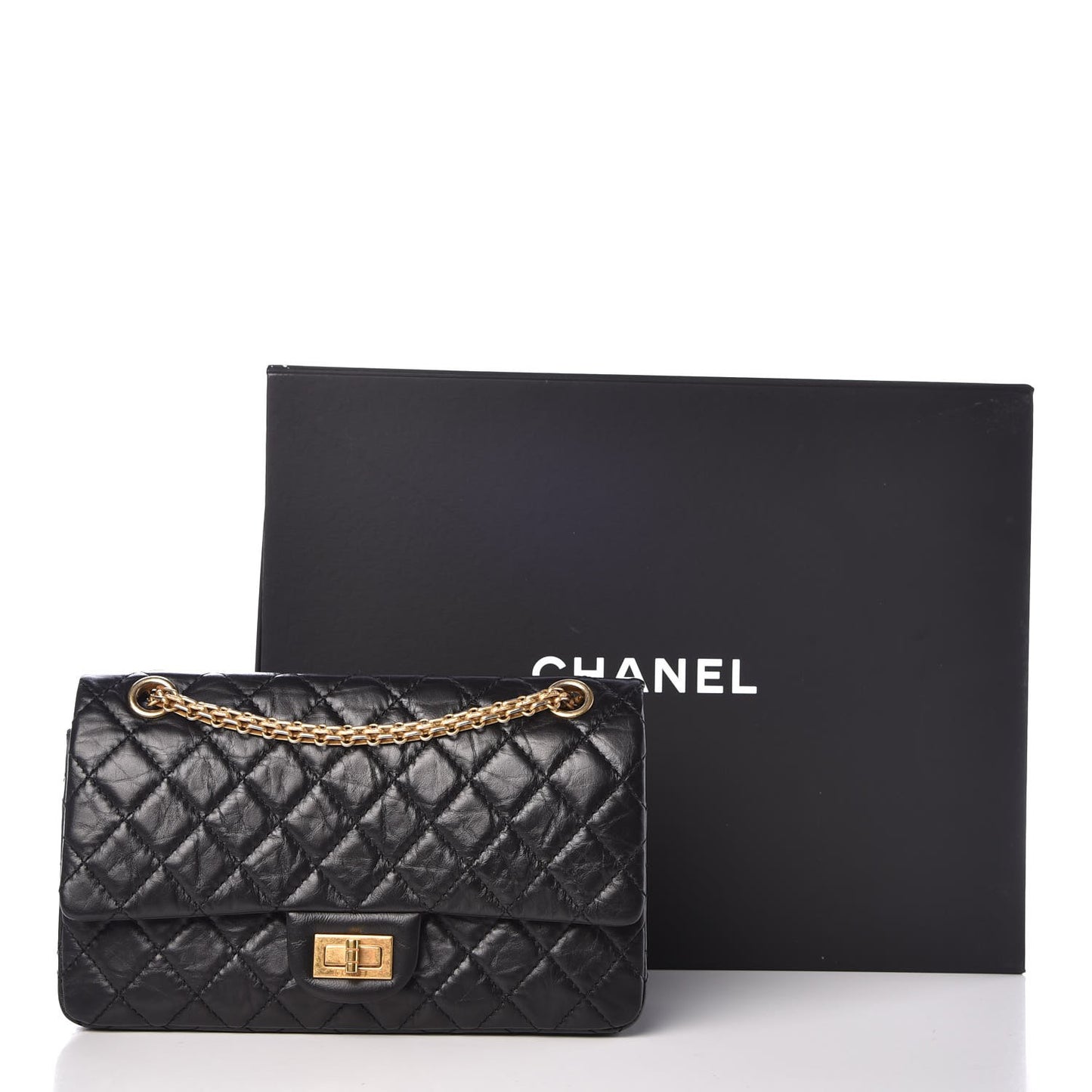 Aged Calfskin Quilted 2.55 Reissue 225 Flap Black