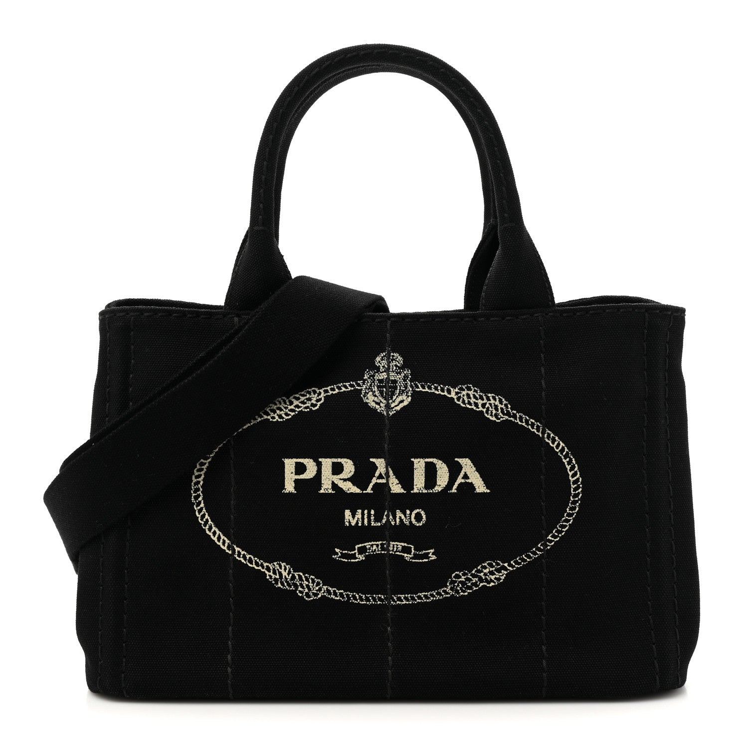 Prada Canapa Small Logo Tote Black Talco 1 of 10