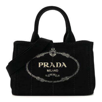 Prada Canapa Small Logo Tote Black Talco 1 of 10