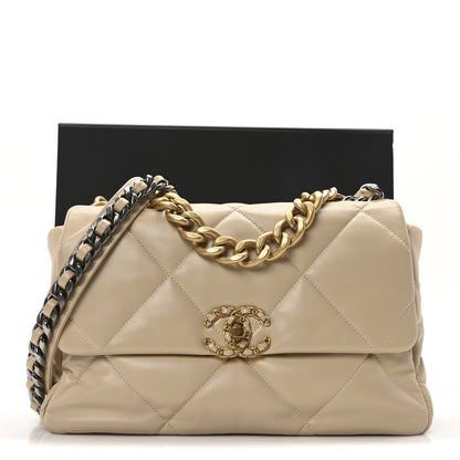 Chanel Lambskin Quilted Large Chanel 19 Flap Beige 11 of 11