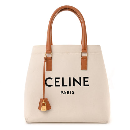 Celine Canvas Calfskin Logo Print Small Horizontal Cabas Natural Tan 1 of 15
