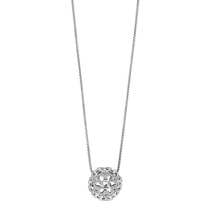 David Yurman Sterling Silver Diamond Quatrefoil Ball Pendant Necklace 1 of 5