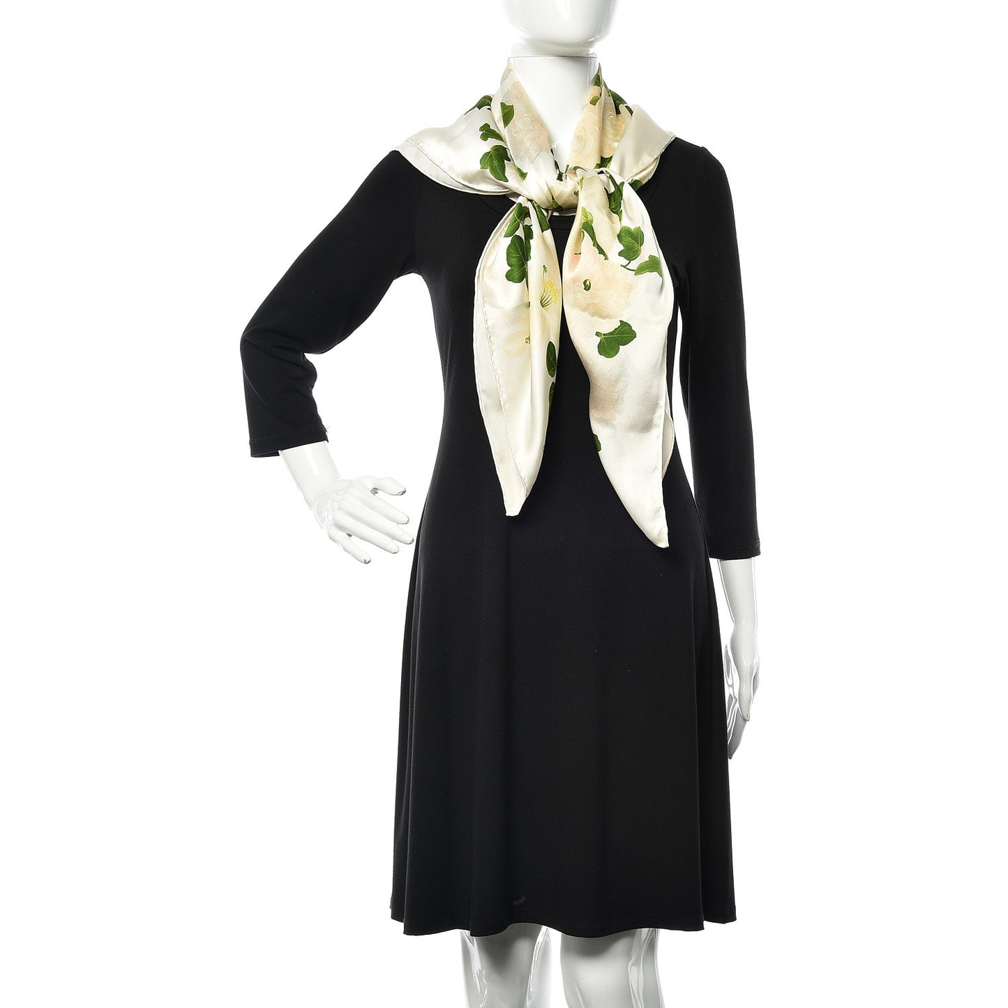 Silk Camellia Flower Square Scarf White