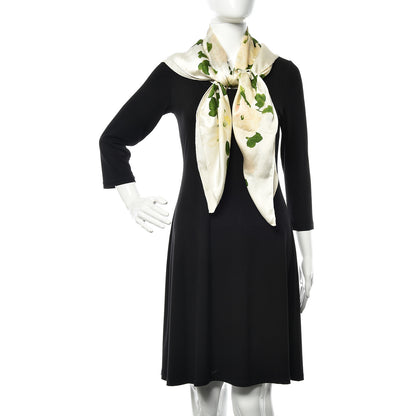 Chanel Silk Camellia Flower Square Scarf White 2 of 4