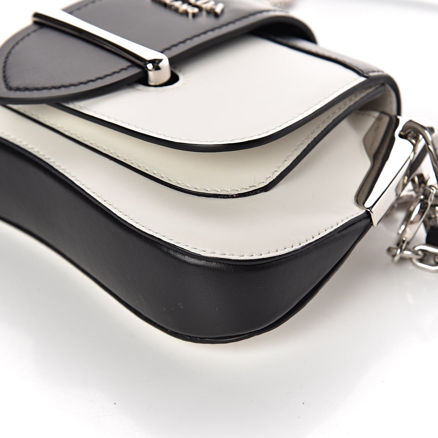 City Calfskin Small Sidonie Shoulder Bag White Black
