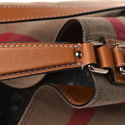 Burberry Canvas Mega Check Medium Ashby Hobo Saddle Brown 9 of 10