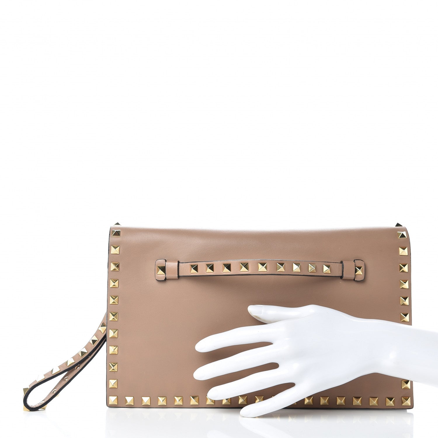 Valentino Garavani Nappa Rockstud Wristlet Clutch Poudre 2 of 6