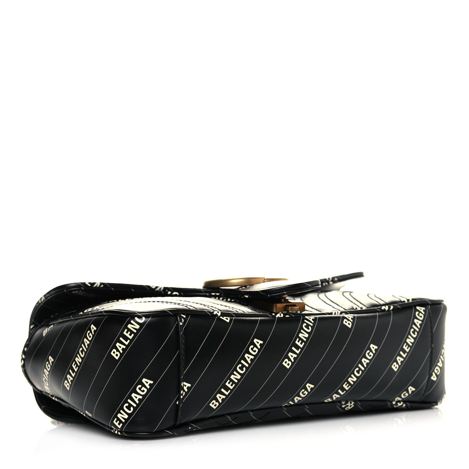 Gucci X BALENCIAGA Calfskin Matelasse Logo Print Small GG Marmont Shoulder Bag Black 4 of 11