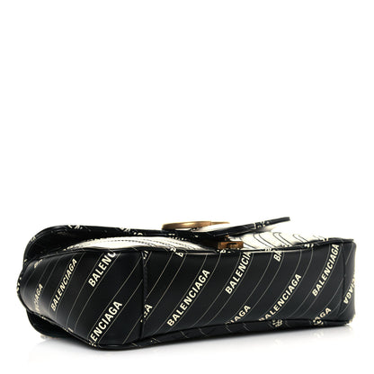 Gucci X BALENCIAGA Calfskin Matelasse Logo Print Small GG Marmont Shoulder Bag Black 4 of 11