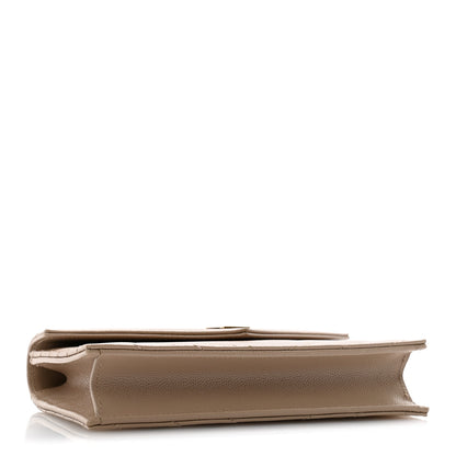 Saint Laurent Grain De Poudre Matelasse Chevron Monogram Envelope Chain Wallet Dark Beige 4 of 11