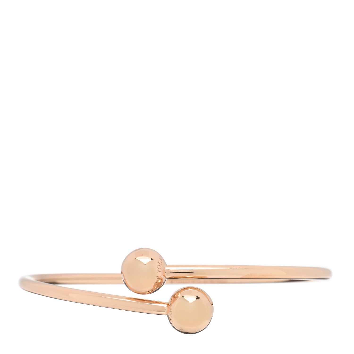 Tiffany 18K Rose Gold 8mm HardWear Ball Bypass Bracelet 1 of 3