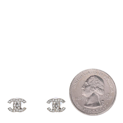 Chanel Crystal Mini Timeless CC Earrings Silver 2 of 4