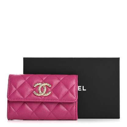 Chanel Caviar Quilted Textured CC Flap Card Holder Purple 9 of 9
