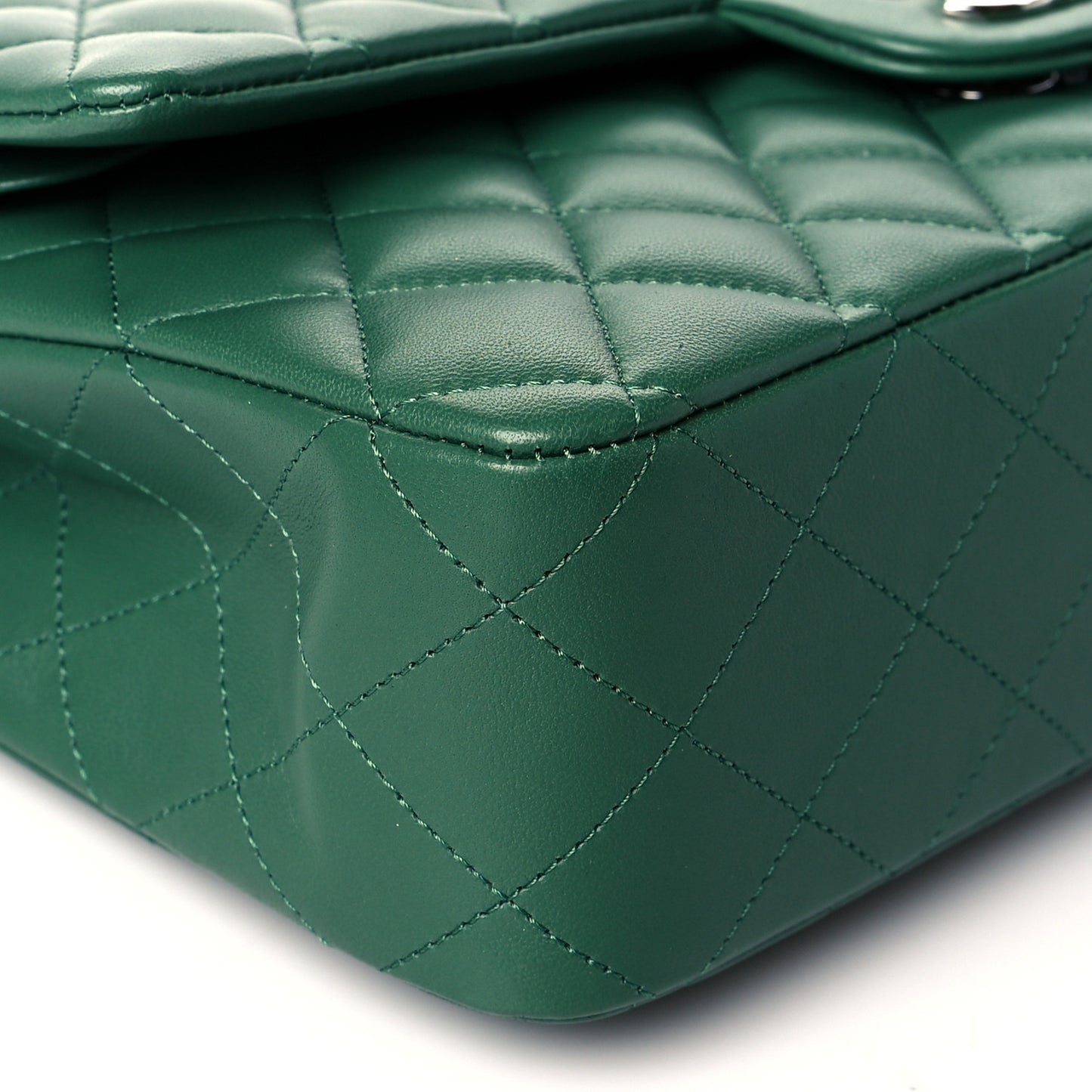 Lambskin Quilted Medium Double Flap Green