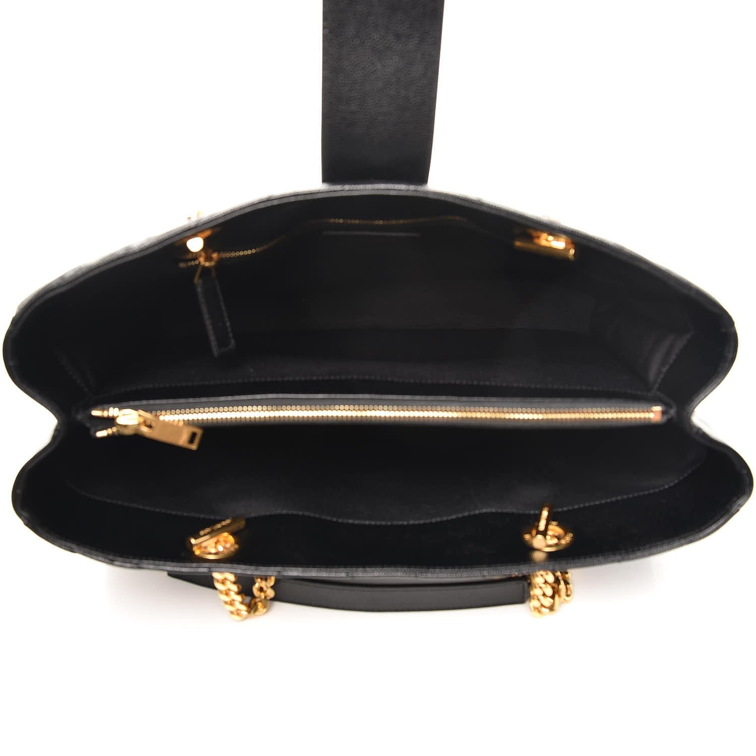 Saint Laurent Grain De Poudre Matelasse Chevron Monogram Shopping Bag Black 5 of 8