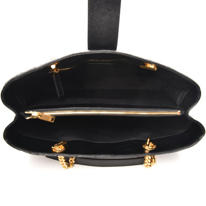 Saint Laurent Grain De Poudre Matelasse Chevron Monogram Shopping Bag Black 5 of 8