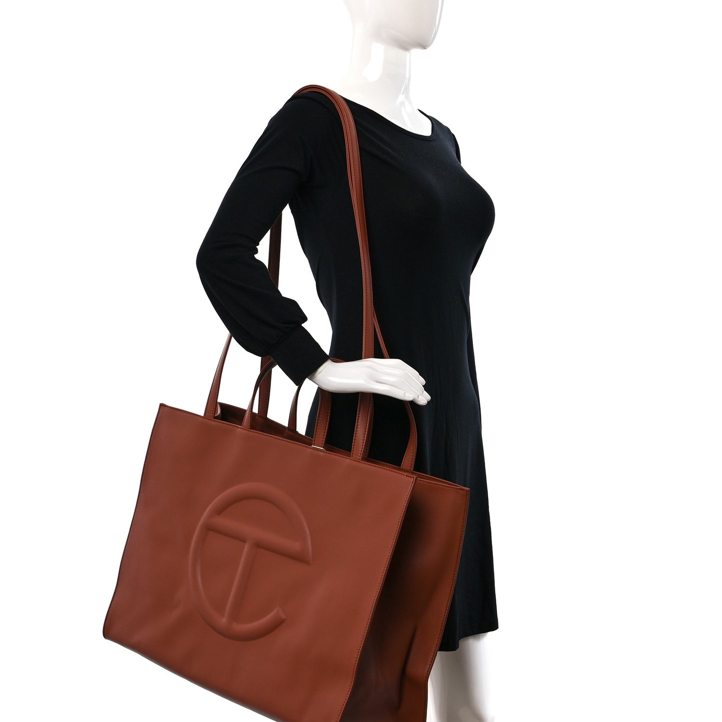 Vegan Leather Large Shopping Bag Tan