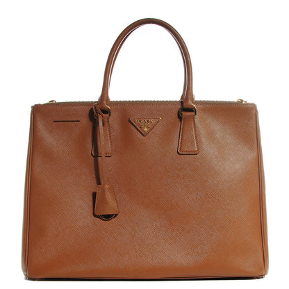 Prada Saffiano Lux Large Double Zip Tote Caramel 1 of 10