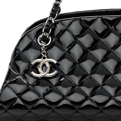 Chanel Patent Quilted Medium Just Mademoiselle Bowling Bag Black 8 of 10