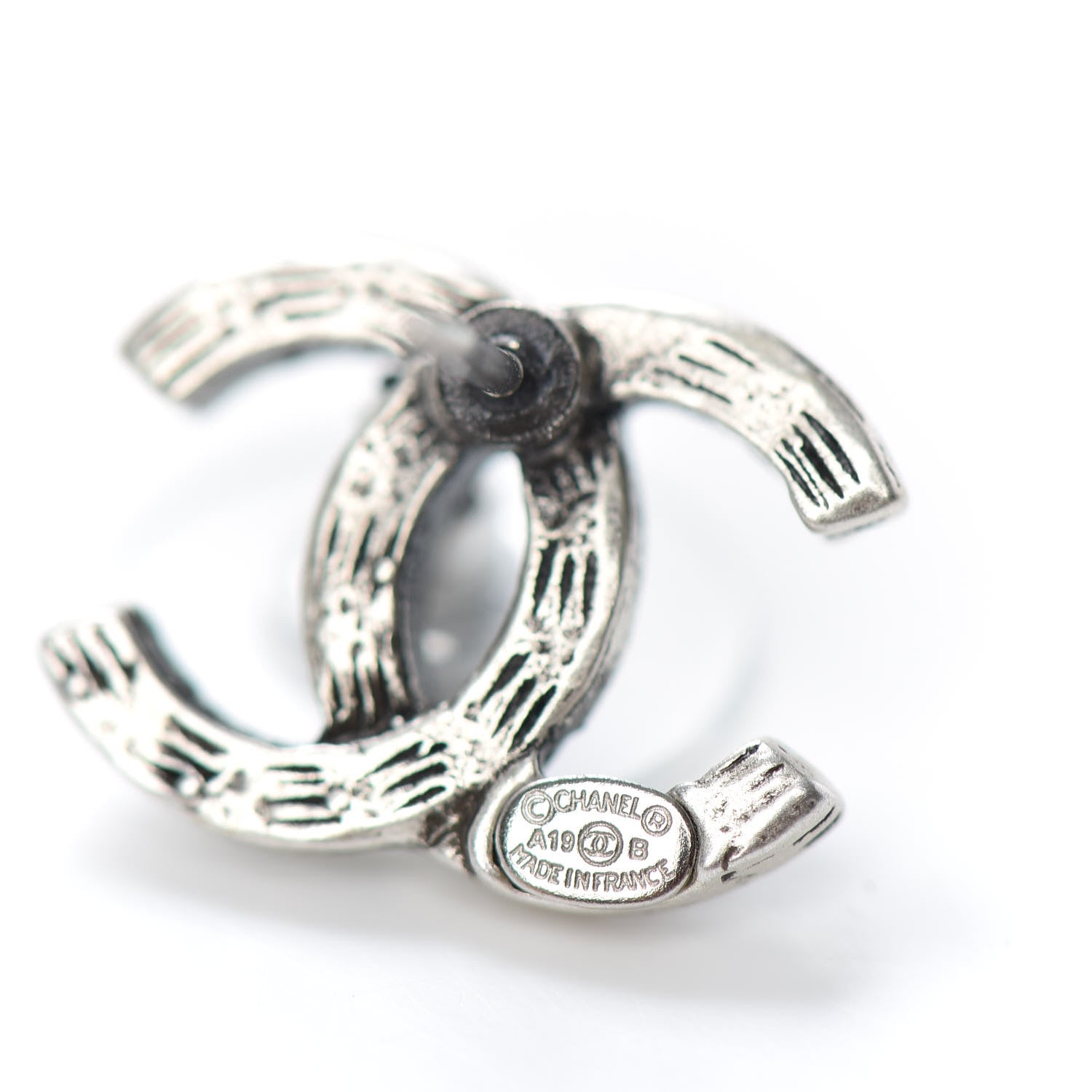 Chanel Crystal Royal Flush CC Stud Earrings Silver 4 of 4