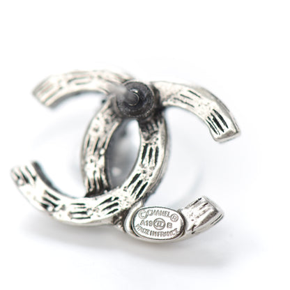 Chanel Crystal Royal Flush CC Stud Earrings Silver 4 of 4