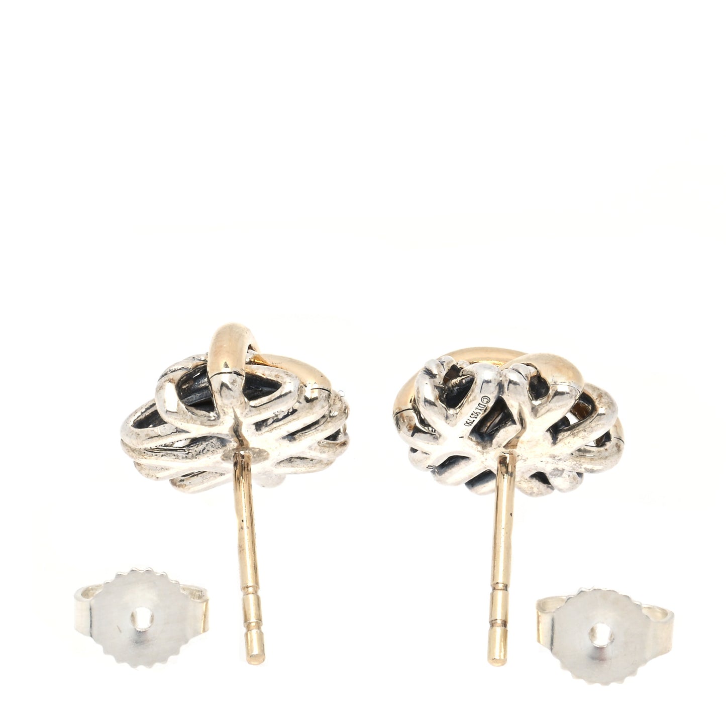 Sterling Silver 18K Yellow Gold Crossover Stud Earrings
